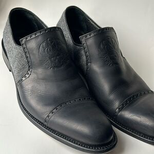 Men’s leather tweed ROCK & REPUBLIC slide on shoes skull casual loafer 44 Spain